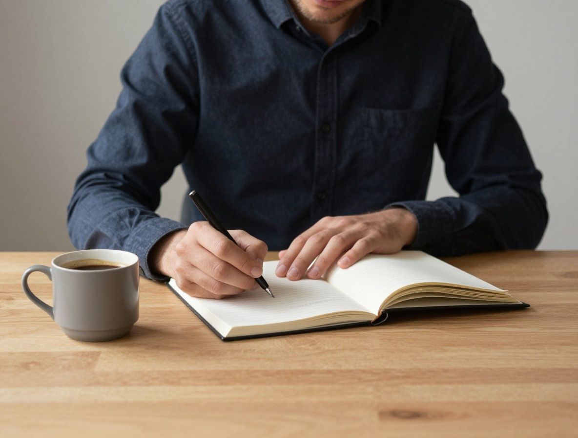 Man preparing for a morning run in a quiet residential street at dawn, lacing shoes with focused attention in still early-morning light